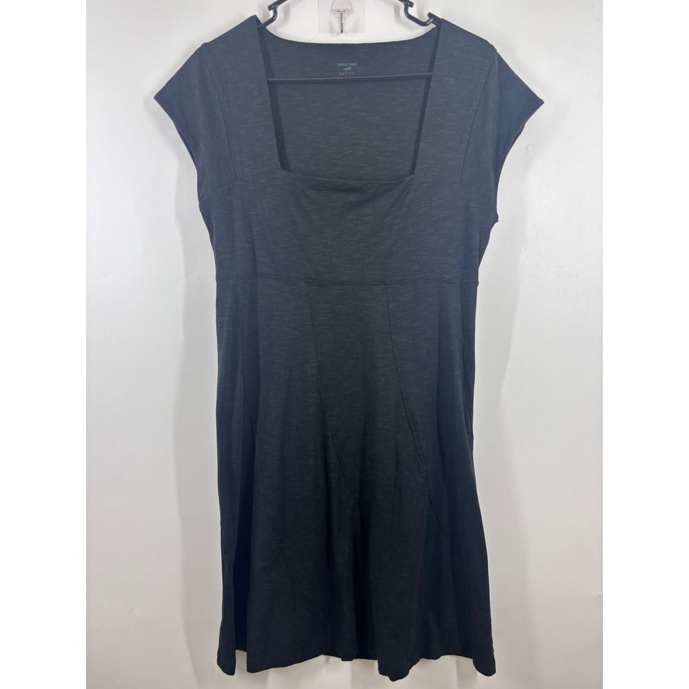 Horny Toad‎ Dress Womens Medium Charcoal Black Organic Cotton Tencel Square Neck